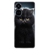 Kılıfland Tecno Camon 19 Pro Kılıf, Boutique Baskılı Resimli Tombul Kedi, Siyah