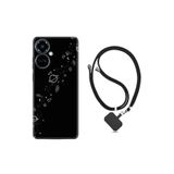 Kılıfland Tecno Camon 19 Pro Kılıf, İpli Boyun Askılı, Desenli Silikon, Planet, Siyah