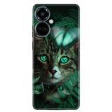 Kılıfland Tecno Camon 19 Pro Kılıf, Resimli Desenli Baskılı Silikon, Yeşil Kedi Göz Deseni