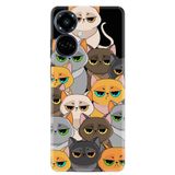 Kılıfland Tecno Camon 19 Pro Kılıf, Resimli Desenli Silikon, Platinium Series, Kediler, Çok Renkli