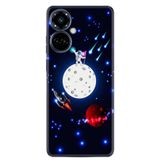 Kılıfland Tecno Camon 19 Pro Kılıf, Silikon, Ay ve Astronot Desen, Siyah
