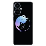 Kılıfland Tecno Camon 19 Pro Kılıf, Silikon, Desen Özel Seri Love Cats, Siyah