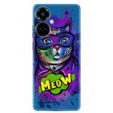 Kılıfland Tecno Camon 19 Pro Kılıf, Silikon, Desen, Super Meow, Mavi
