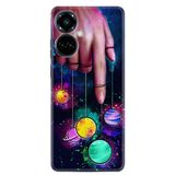 Kılıfland Tecno Camon 19 Pro Kılıf, Silikon, Finger Planet Desen, Renkli