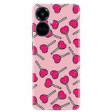 Kılıfland Tecno Camon 19 Pro Kılıf, Silikon, Heart Lollipop Desenli, Pembe