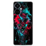 Kılıfland Tecno Camon 19 Pro Kılıf, Silikon, Neon Geometrik Desen, Siyah