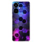 Kılıfland Tecno Camon 19 Pro Kılıf, Silikon, Neon Hexagon Desenli, Platinium Series