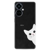 Kılıfland Tecno Camon 19 Pro Kılıf, Silikon, Platinium Series, Çılgın Kedi Desenli, Siyah