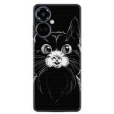 Kılıfland Tecno Camon 19 Pro Kılıf, Silikon, Platinium Series, Komik Kedi Desenli, Siyah