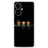 Kılıfland Tecno Camon 19 Pro Kılıf, Silikon, Platinium Series, Üç Maymun Desenli, Siyah