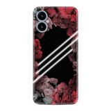 Kılıfland Tecno Hot 40i ile Uyumlu Silikon Kılıf, Çiçek Desen, Kırmızı-Siyah