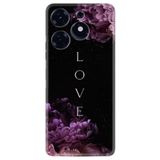 Kılıfland Tecno Hot 40i Kılıf, Silikon, Çiçek Desen, Love Flow, Siyah