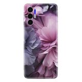 Kılıfland Tecno Pova 3 ile Uyumlu Kılıf, Boutique Baskılı Çiçek Desenli, Mor
