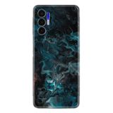 Kılıfland Tecno Pova 3 ile Uyumlu Kılıf, Silikon, Renkli Abstract Desenli, Siyah-Turkuaz