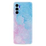 Kılıfland Tecno Pova 3 ile Uyumlu Kılıf, Silikon, Resimli Desenli Baskılı, Pink Blue Abstract
