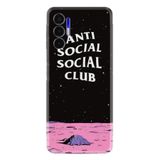 Kılıfland Tecno Pova 3 ile Uyumlu Resimli Desenli Baskılı Silikon Kılıf, Anti Social Social Club, Siyah Pembe