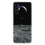 Kılıfland Tecno Pova 3 ile Uyumlu Silikon Kılıf, Astronoot Red Baloon Desen, Siyah