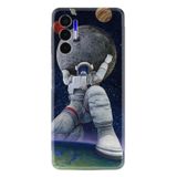 Kılıfland Tecno Pova 3 ile Uyumlu Silikon Kılıf, Astronot ve Dünya Deseni, Çok Renkli