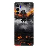 Kılıfland Tecno Pova 3 ile Uyumlu Silikon Kılıf, Ateş Kartalı Deseni, Siyah