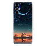 Kılıfland Tecno Pova 3 ile Uyumlu Silikon Kılıf, Ay ve Kız Desen, Özel Seri
