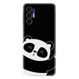 Kılıfland Tecno Pova 3 ile Uyumlu Silikon Kılıf, Bay Bay Panda Desen, Siyah
