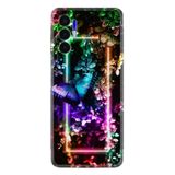 Kılıfland Tecno Pova 3 ile Uyumlu Silikon Kılıf, Butterfly Neon Desen, Renkli