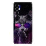 Kılıfland Tecno Pova 3 ile Uyumlu Silikon Kılıf, Carisma Cat Desen, Mor