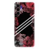 Kılıfland Tecno Pova 3 ile Uyumlu Silikon Kılıf, Çiçek Desen, Kırmızı