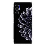 Kılıfland Tecno Pova 3 ile Uyumlu Silikon Kılıf, Çiçek Desen, Siyah