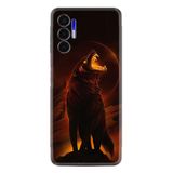 Kılıfland Tecno Pova 3 ile Uyumlu Silikon Kılıf, Desen Özel Seri Fire Wolf, Siyah