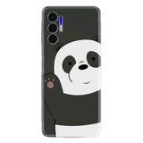 Kılıfland Tecno Pova 3 ile Uyumlu Silikon Kılıf, Desen Özel Seri Hello Panda, Siyah-Beyaz