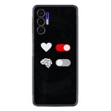 Kılıfland Tecno Pova 3 ile Uyumlu Silikon Kılıf, Desen Özel Seri Love Brain, Siyah