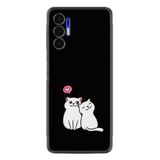 Kılıfland Tecno Pova 3 ile Uyumlu Silikon Kılıf, Desen Özel Seri Love Cats, Siyah