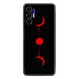 Kılıfland Tecno Pova 3 ile Uyumlu Silikon Kılıf, Desen Özel Seri Red Moon, Siyah