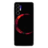 Kılıfland Tecno Pova 3 ile Uyumlu Silikon Kılıf, Desen Özel Seri Red Moons, Siyah