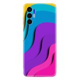 Kılıfland Tecno Pova 3 ile Uyumlu Silikon Kılıf, Desen Özel Seri, Renkli Gradient