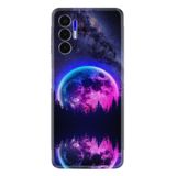 Kılıfland Tecno Pova 3 ile Uyumlu Silikon Kılıf, Desen Özel Seri Star Planet, Mor-Mavi