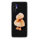 Kılıfland Tecno Pova 3 ile Uyumlu Silikon Kılıf, Desen Özel Seri Üzgün Ördek, Siyah