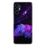 Kılıfland Tecno Pova 3 ile Uyumlu Silikon Kılıf, Desen, Purple Mountain, Mor