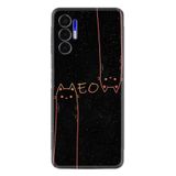 Kılıfland Tecno Pova 3 ile Uyumlu Silikon Kılıf, Desenli Meow Serisi, Siyah