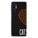 Kılıfland Tecno Pova 3 ile Uyumlu Silikon Kılıf, Desenli Özel Seri Cats, Siyah