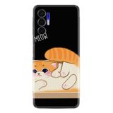 Kılıfland Tecno Pova 3 ile Uyumlu Silikon Kılıf, Hayat Serisi, Meow Desenli, Siyah-Turuncu