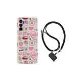 Kılıfland Tecno Pova 3 ile Uyumlu Silikon Kılıf, İpli Boyun Askılı, Desenli, Donut Flamingo