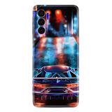 Kılıfland Tecno Pova 3 ile Uyumlu Silikon Kılıf, Neon Cars Desen, Renkli