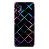 Kılıfland Tecno Pova 3 ile Uyumlu Silikon Kılıf, Neon Geometrik Desen, Siyah