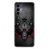Kılıfland Tecno Pova 3 ile Uyumlu Silikon Kılıf, Platinium Series, Dark Wolf Desenli, Siyah
