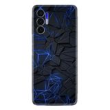 Kılıfland Tecno Pova 3 ile Uyumlu Silikon Kılıf, Platinium Series, Geometrik Desen, Siyah-Mavi