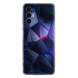 Kılıfland Tecno Pova 3 ile Uyumlu Silikon Kılıf, Platinium Series, Geometrik Üçgenler Desenli, Mavi