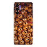 Kılıfland Tecno Pova 3 ile Uyumlu Silikon Kılıf, Platinium Series, Gold Emoji Desenli