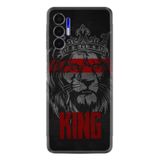 Kılıfland Tecno Pova 3 ile Uyumlu Silikon Kılıf, Platinium Series, King Desenli, Siyah